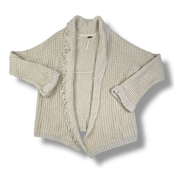 Free People Sweaters - Free People I’ll Be Around Oversized Open Front Fringe Cardigan Size Extra Small